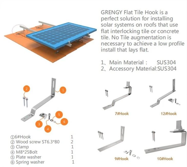 Flat Tile Roof Solar Panel Racking System