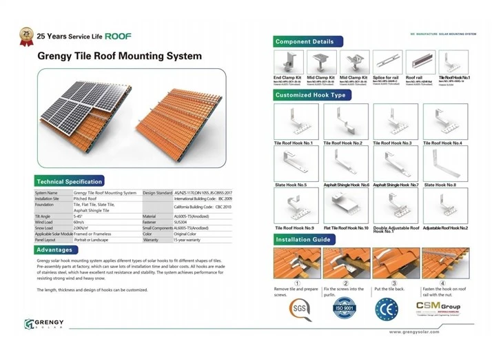 Stainless Steel Adjustable Tile Roof Hooks